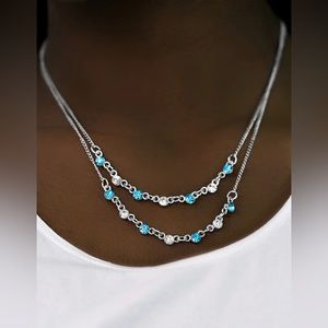 NWT FIERCEST OF THEM ALL - BLUE AND WHITE RHINESTONES NECKLACE & EARRINGS SET